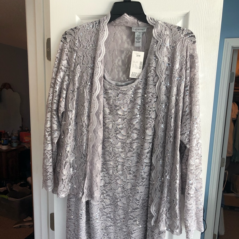 Silver/gray dress, sequin accents